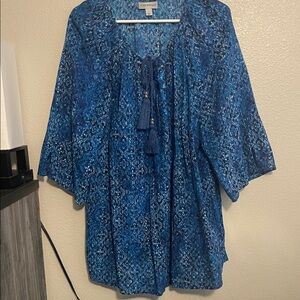 Catherines Blue Patterned Tunic Top